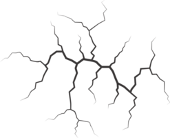 parete crepe con rotto struttura. terra terremoto effetto. buco Linee su terra e Ghiaccio. roccia distruzione graffiare. png