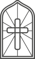 Igreja manchado janela com religioso Páscoa símbolo. cristão mosaico vidro arco com Cruz pomba copo e ovo png