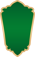 Ramadan d'or forme. islamique et Indien cambre arabe conception élément avec vert Contexte. luxe badge pour musulman bannière et turc Oriental la fenêtre. png