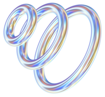 Rings 3D abstract shapes illustration with chrome effects png