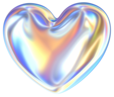 Heart 3D abstract shapes illustration with chrome effects png