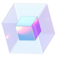 Cube 3D abstract shapes illustration with chrome effects png