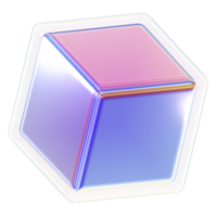 Cube 3D abstract shapes illustration with chrome effects png