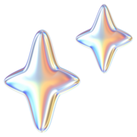 Stars 3D abstract shapes illustration with chrome effects png