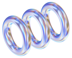 Rings 3D abstract shapes illustration with chrome effects png