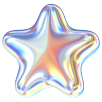 Star 3D abstract shapes illustration with chrome effects png