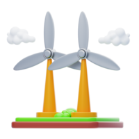 Wind Energy 3D Icon. Wind mill, wind turbine, wind power station with long vanes png