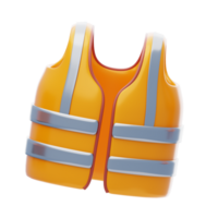 sécurité gilet 3d icône. Orange construction ouvrier gilet 3d icône png