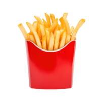 Appetizing French Fries in Red Fast Food Cup. Isolated on Background png