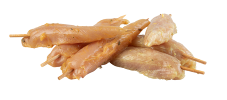 Fresh chicken breast on skewers cut out isolated transparent background png