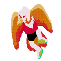 Hybrid vulture bird creature in pixel art style png