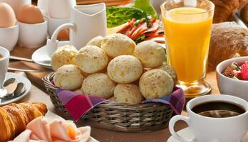 breakfast with cheese bread photo