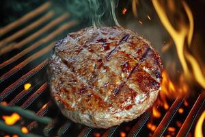 Grilled hamburger meat photo