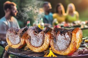 Steak rotisserie at the steakhouse, sliced picanha, Picanha photo