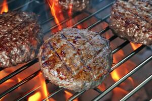 Grilled hamburger meat photo