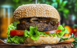 Handmade vegan burger photo