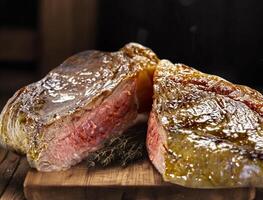 sliced grilled steak served , Picanha photo