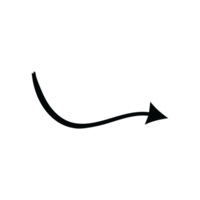 Hand drawn curved shape transparent arrow. transparent curve arrow png