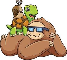Sloth ,Tortoise and Snail Cartoon Clipart vector