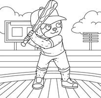 Sloth Playing Baseball Coloring Page Free vector