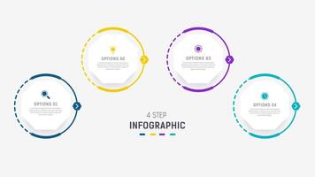 Four Step Infographic element design template for presentation. process diagram and presentations step, workflow layout, banner, flow chart, info graphic illustration. vector