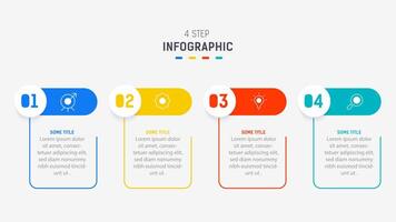 cuatro paso infografía elemento diseño modelo para presentación. proceso diagrama y presentaciones paso, flujo de trabajo disposición, bandera, fluir cuadro, informacion gráfico ilustración. vector