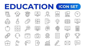 educación línea icono recopilación. conjunto de línea íconos de educación para moderno conceptos, web, y aplicaciones conjunto de plano señales y símbolos para web y aplicaciones vector