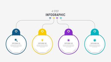 cuatro paso infografía elemento diseño modelo para presentación. proceso diagrama y presentaciones paso, flujo de trabajo disposición, bandera, fluir cuadro, informacion gráfico ilustración. vector