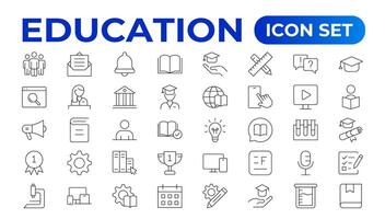 educación línea icono recopilación. conjunto de línea íconos de educación para moderno conceptos, web, y aplicaciones conjunto de plano señales y símbolos para web y aplicaciones vector