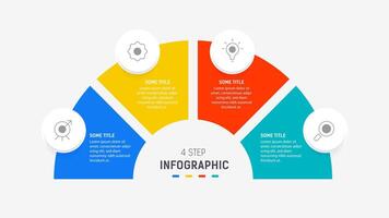 cuatro paso infografía elemento diseño modelo para presentación. proceso diagrama y presentaciones paso, flujo de trabajo disposición, bandera, fluir cuadro, informacion gráfico ilustración. vector