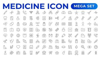 Medicine line Icon set collection. Set of line icons of Medicine and helth for weband apps. modern icon and various concepts, Set of flat signs and symbols for web and apps. vector