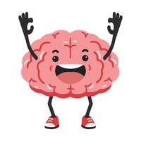 brain cartoon character happy vector