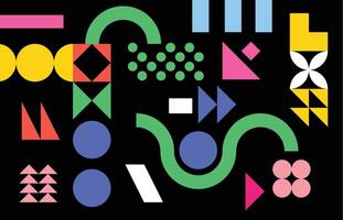 Asymmetrical Balance Art Piece . Abstract memphis geometric shape background vector