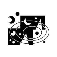 Asymmetrical Balance Art Piece . Abstract memphis geometric shape background vector