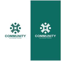 Community logos people check. Logos for teams or groups and companies design vector