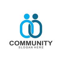 Community logos people check. Logos for teams or groups and companies design vector