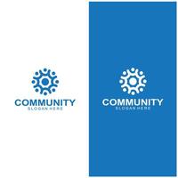 Community logos people check. Logos for teams or groups and companies design vector