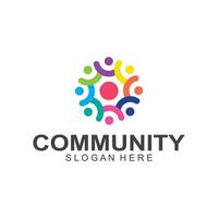 Community logos people check. Logos for teams or groups and companies design vector