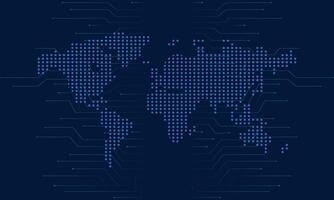 World map made dots on blue background vector