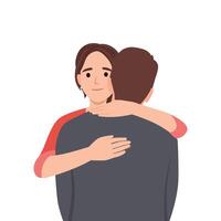 Happy Young Romantic Couple hug each other. vector