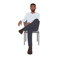 Young bearded man Siting on the chair. vector