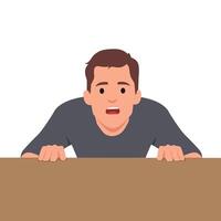 Young afraid and shocked man with surprise and amazed expression, fear and excited face. vector