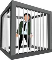 Businessman trapped in cage illustration vector