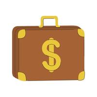 A brown suitcase with a dollar sign on it vector