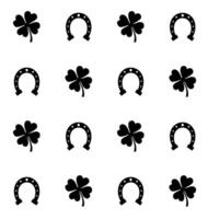 Seamless pattern of black horseshoe clover vector