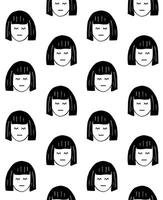 Seamless pattern of cartoon woman head vector