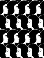 seamless pattern of black woman hea profile vector