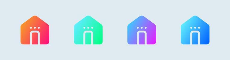 hogar botón sólido icono en degradado colores. casa señales ilustración. vector