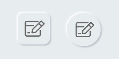 Edit line icon in neomorphic design style. Register signs illustration. vector