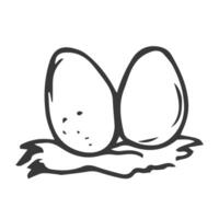 illustration nest with eggs Hand drawn, doodle. Isolated on white background vector